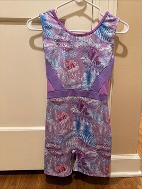 Cat & Jack Purple Tie-Dye Gymnastics Leotard Shortall